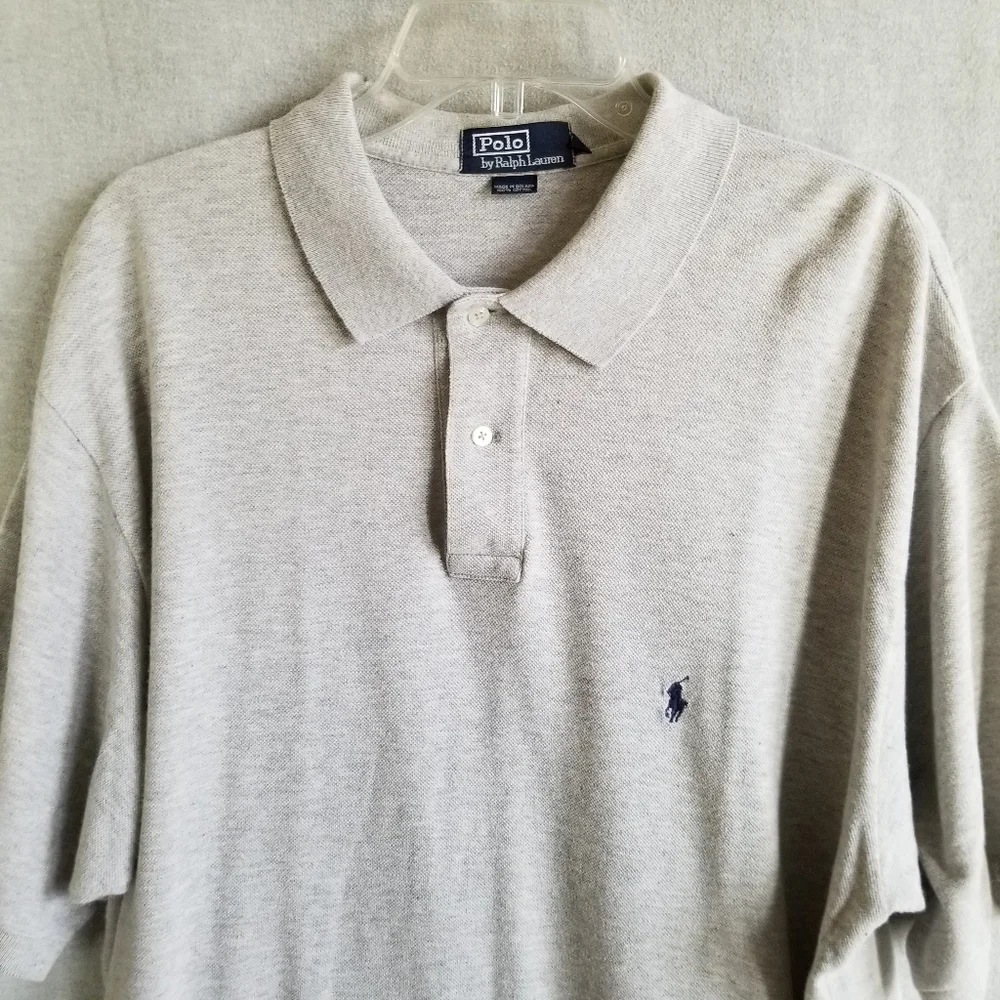 Vintage‎ Polo Ralph Lauren Polo Shirt Mens XL Gray Heathered Short Sleeve